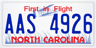 NC license plate AAS4926