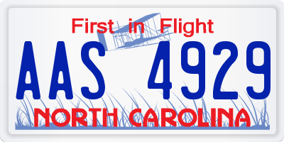 NC license plate AAS4929
