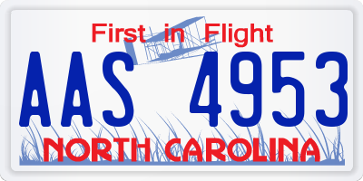 NC license plate AAS4953