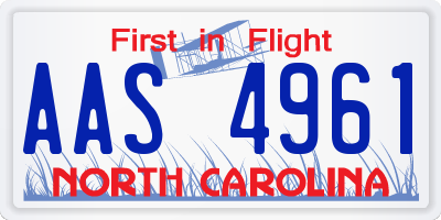 NC license plate AAS4961
