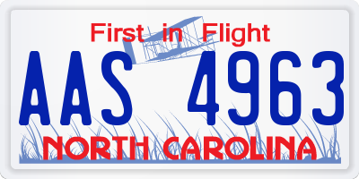 NC license plate AAS4963
