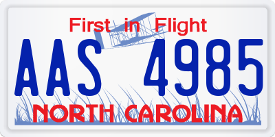 NC license plate AAS4985