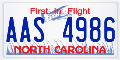 NC license plate AAS4986