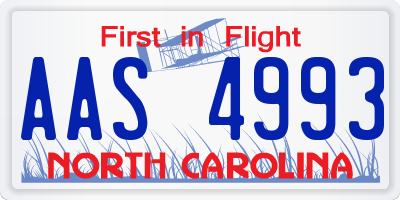 NC license plate AAS4993