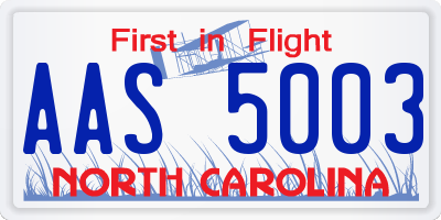 NC license plate AAS5003