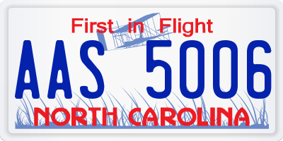 NC license plate AAS5006