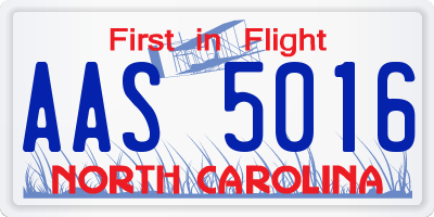 NC license plate AAS5016