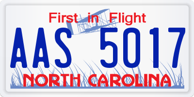 NC license plate AAS5017
