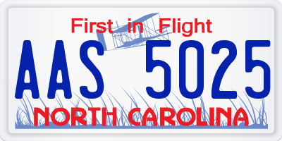 NC license plate AAS5025