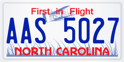 NC license plate AAS5027