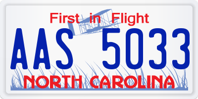 NC license plate AAS5033