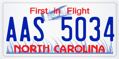 NC license plate AAS5034
