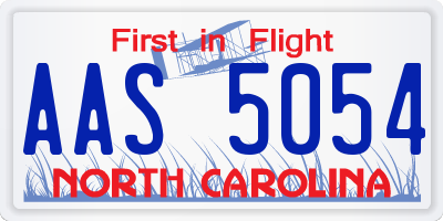 NC license plate AAS5054