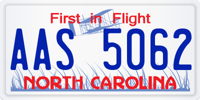 NC license plate AAS5062