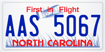 NC license plate AAS5067