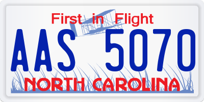 NC license plate AAS5070