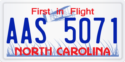 NC license plate AAS5071