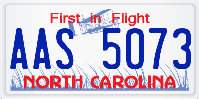 NC license plate AAS5073