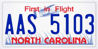 NC license plate AAS5103