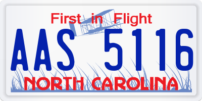 NC license plate AAS5116