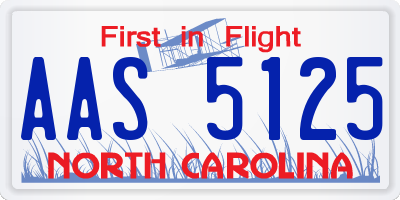 NC license plate AAS5125