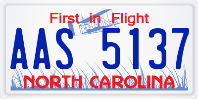 NC license plate AAS5137