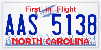 NC license plate AAS5138