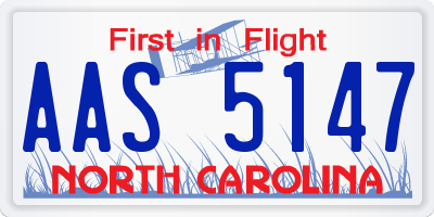 NC license plate AAS5147