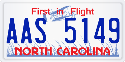 NC license plate AAS5149