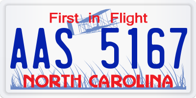 NC license plate AAS5167