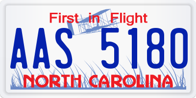 NC license plate AAS5180