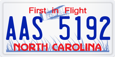 NC license plate AAS5192