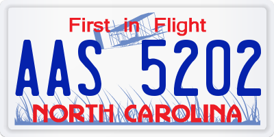 NC license plate AAS5202