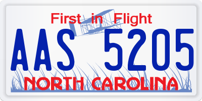 NC license plate AAS5205