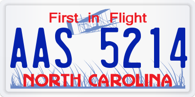 NC license plate AAS5214
