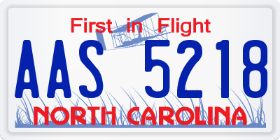 NC license plate AAS5218