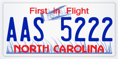 NC license plate AAS5222