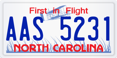 NC license plate AAS5231