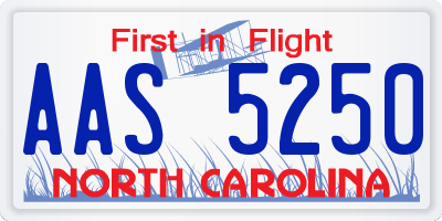 NC license plate AAS5250