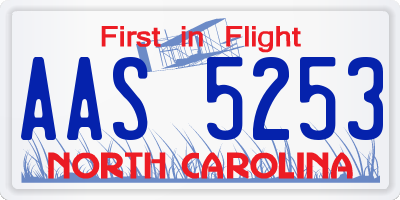 NC license plate AAS5253
