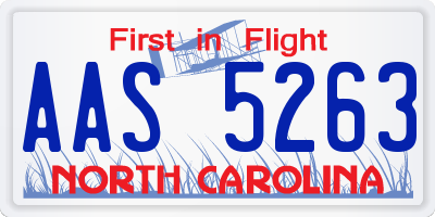NC license plate AAS5263