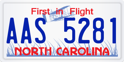 NC license plate AAS5281