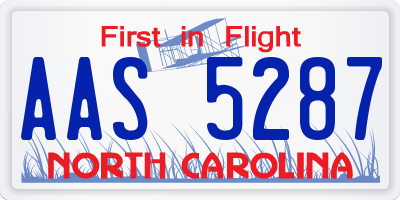 NC license plate AAS5287