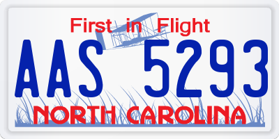 NC license plate AAS5293