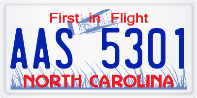 NC license plate AAS5301
