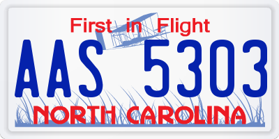 NC license plate AAS5303