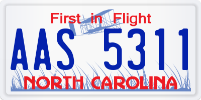 NC license plate AAS5311