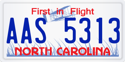 NC license plate AAS5313