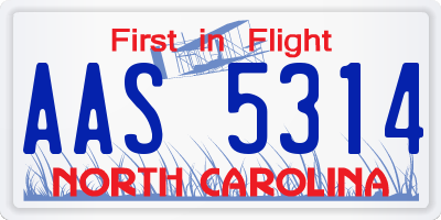 NC license plate AAS5314