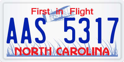 NC license plate AAS5317